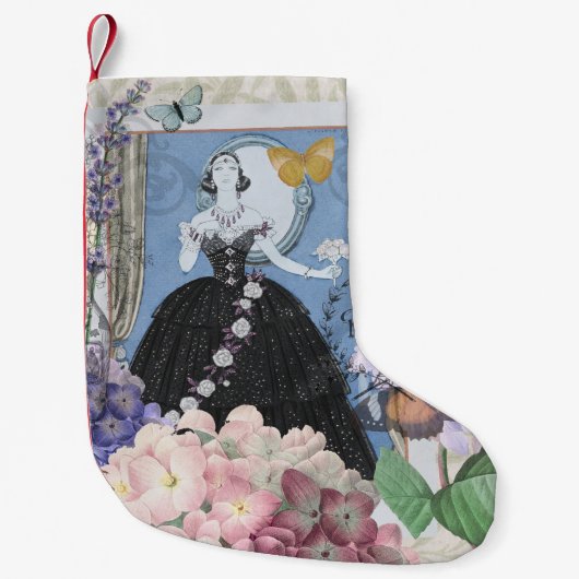 Blauer Eleganter Extravaganter Blumenstrauß Kleiner Weihnachtsstrumpf (Vorderseite)