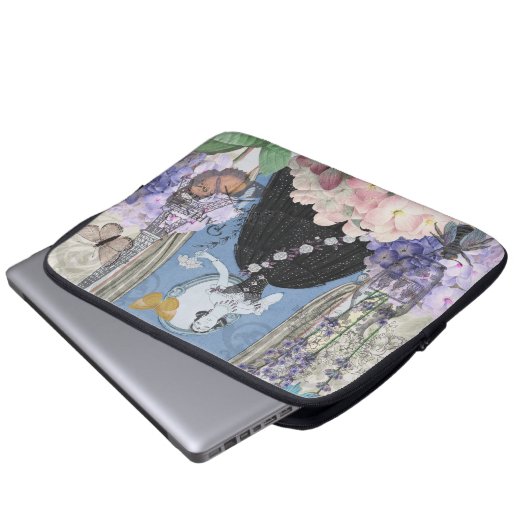 Blauer Eleganter Extravaganter Blumenstrauß Laptopschutzhülle (Vorne Knopf)