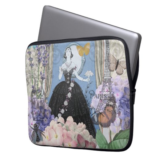 Blauer Eleganter Extravaganter Blumenstrauß Laptopschutzhülle (Vorderseite Links)