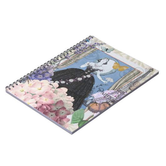 Blauer Eleganter Extravaganter Blumenstrauß Notizblock (Linke Seite)