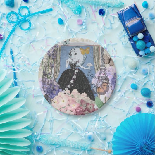 Blauer Eleganter Extravaganter Blumenstrauß Pappteller (Party)