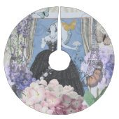 Blauer Eleganter Extravaganter Blumenstrauß Polyester Weihnachtsbaumdecke (Vorderseite)