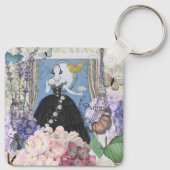 Blauer Eleganter Extravaganter Blumenstrauß Schlüsselanhänger (Rückseite)