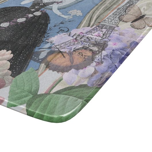 Blauer Eleganter Extravaganter Blumenstrauß Schneidebrett (Ecke)