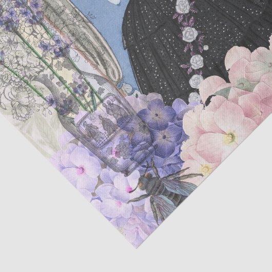 Blauer Eleganter Extravaganter Blumenstrauß Seidenpapier (Ausschnitt)