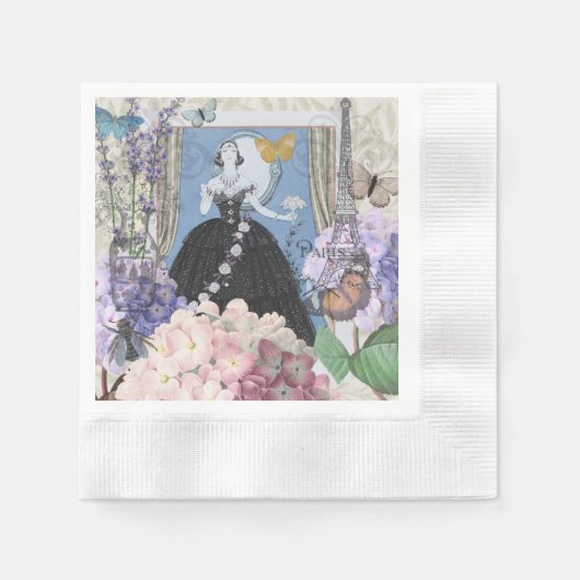 Blauer Eleganter Extravaganter Blumenstrauß Serviette (Vorderseite)