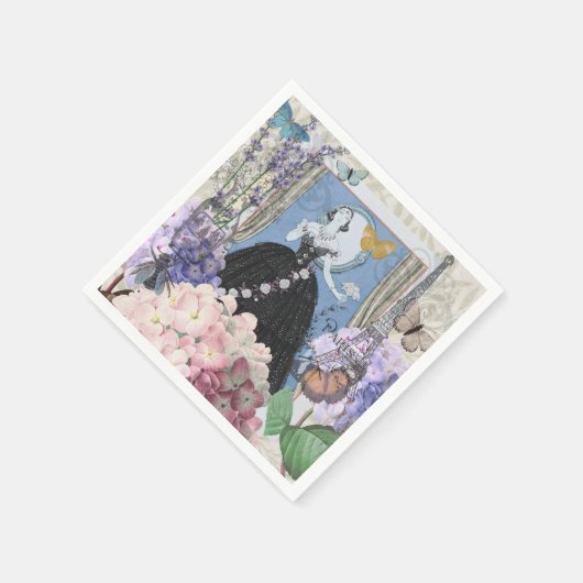 Blauer Eleganter Extravaganter Blumenstrauß Serviette (Ecke)