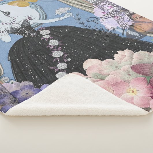 Blauer Eleganter Extravaganter Blumenstrauß Sherpadecke (3/4)