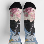 Blauer Eleganter Extravaganter Blumenstrauß Socken (Oben)