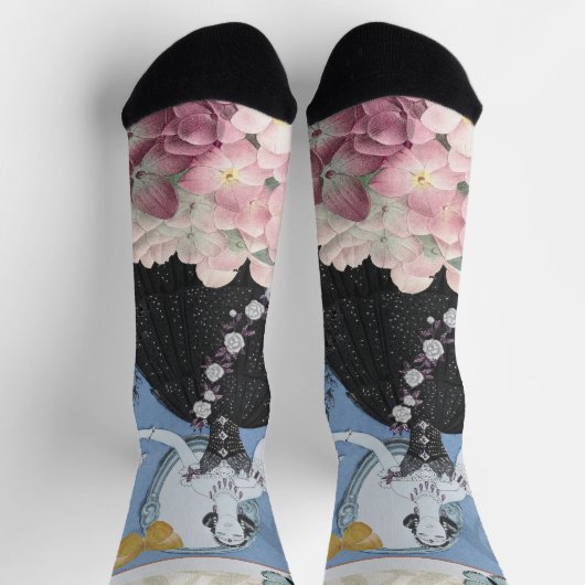 Blauer Eleganter Extravaganter Blumenstrauß Socken (Oben)