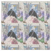 Blauer Eleganter Extravaganter Blumenstrauß Stoff (Muster)