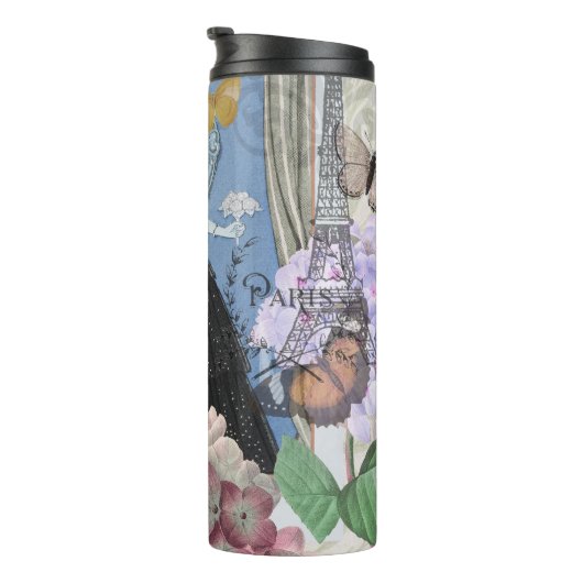 Blauer Eleganter Extravaganter Blumenstrauß Thermosbecher (Nach rechts gedreht)