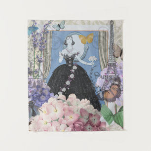 Blauer Eleganter Extravaganter Blumenstrauß Wandteppich