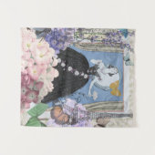 Blauer Eleganter Extravaganter Blumenstrauß Wandteppich (Vorderseite (Horizontal))