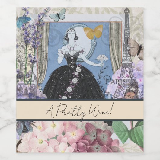 Blauer Eleganter Extravaganter Blumenstrauß Weinetikett (Einzelnes Label)