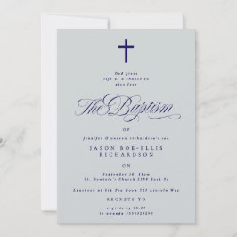 Blauer Eleganter Marsch Cross Boy Taufe Einladung