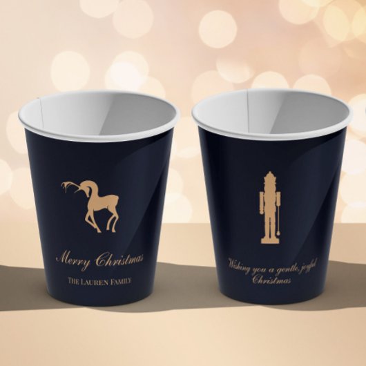 Blauer eleganter Nussknacker personalisierter Bech Pappbecher