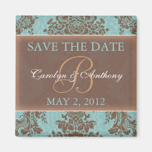 Blauer eleganter SAVE THE DATE Magnet