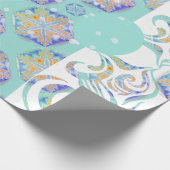 Blauer Eleganter Schneeflocken Schneesturm Muster Geschenkpapier (Ecke)