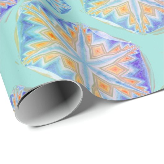 Blauer Eleganter Schneeflocken Schneesturm Muster Geschenkpapier (Rolleneckpunkt)