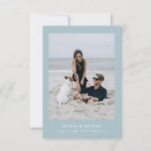 Blauer, eleganter Text und Foto | Hochzeit Save The Date (Vorderseite)