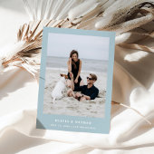 Blauer, eleganter Text und Foto | Hochzeit Save The Date