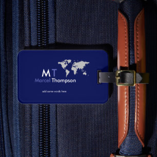 Blauer, eleganter und moderner Mit Monogramm Trave Gepäckanhänger