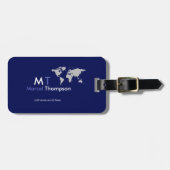 Blauer, eleganter und moderner Mit Monogramm Trave Gepäckanhänger (Vorderseite horizontal)