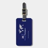 Blauer, eleganter und moderner Mit Monogramm Trave Gepäckanhänger (Vorderseite vertikal)