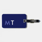 Blauer, eleganter und moderner Mit Monogramm Trave Gepäckanhänger (Rückseite horizontal)