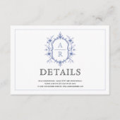 Blauer, eleganter Wappen Begleitkarte (Vorderseite)