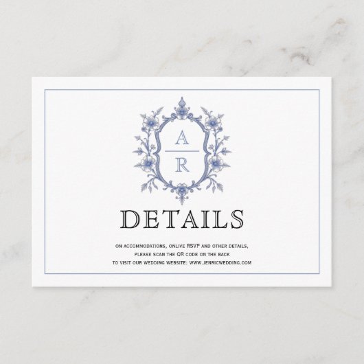 Blauer, eleganter Wappen Begleitkarte (Vorderseite)