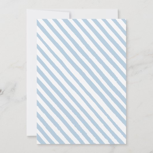 Blauer, eleganter Wasserfarben Blütenjunge Dusche Einladung (Rückseite)