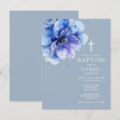 Blauer Eleganter Wasserfarben Taufe Postkarte (Vorne/Hinten)