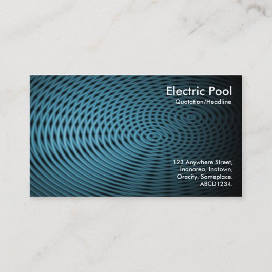 Blauer elektrischer Pool 05 Visitenkarte (Vorderseite)