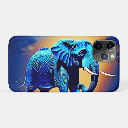 Blauer Elephant Glow Design Case-Mate iPhone Hülle (Rückseite (Horizontal))
