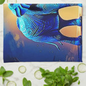 Blauer Elephant Glow Design Geschirrtuch (Gefaltet)