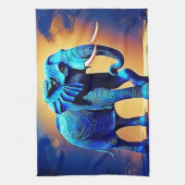Blauer Elephant Glow Design Geschirrtuch (Vertikal)