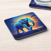 Blauer Elephant Glow Design Getränkeuntersetzer (Linke Seite)