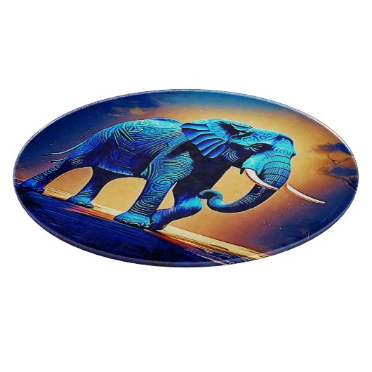 Blauer Elephant Glow Design Schneidebrett (Ecke)