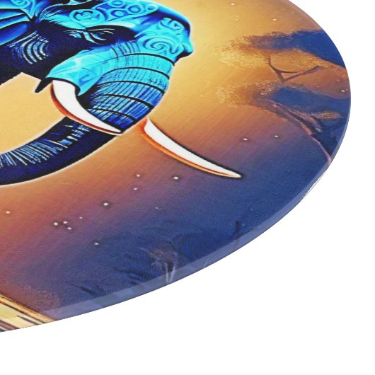 Blauer Elephant Glow Design Schneidebrett (Ecke)