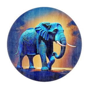 Blauer Elephant Glow Design Schneidebrett