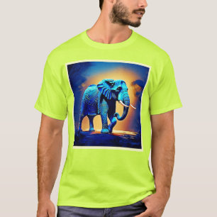 Blauer Elephant Glow Design T-Shirt