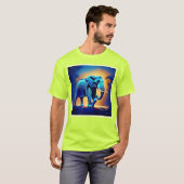 Blauer Elephant Glow Design T-Shirt (Vorne ganz)