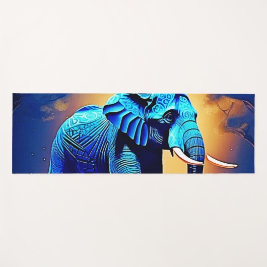 Blauer Elephant Glow Design Yogamatte (Vorderseite (Horizontal))