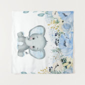 Blauer Elephant Kinderzimmer Baby Boy Tapestry Wandteppich (Vorderseite (Horizontal))