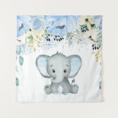 Blauer Elephant Kinderzimmer Baby Boy Tapestry Wandteppich (Vorderseite)