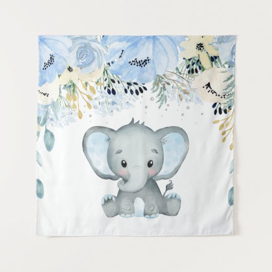 Blauer Elephant Kinderzimmer Baby Boy Tapestry Wandteppich (Vorderseite)