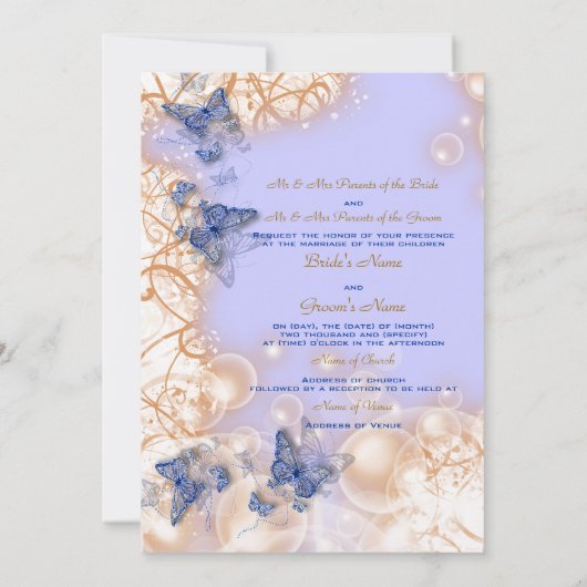 Blauer Elfenbein Einladung (Rückseite)