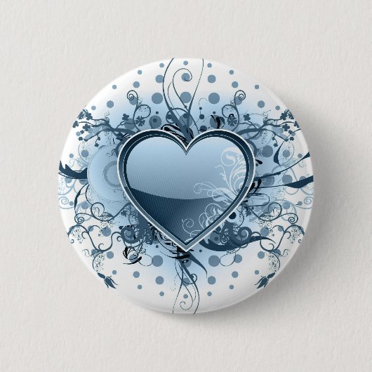 Blauer Emo Herz-Knopf Button (Vorderseite)